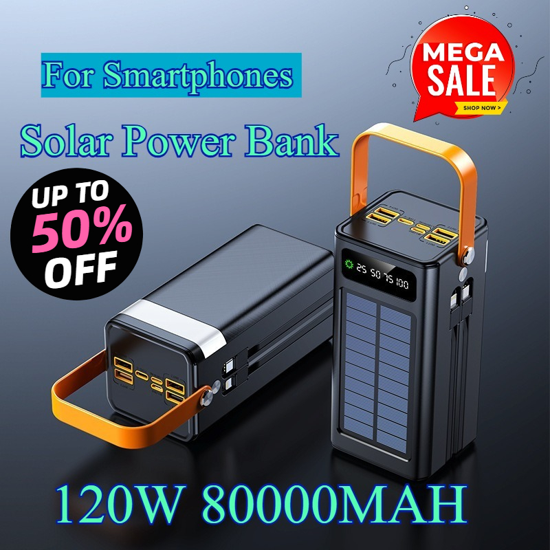 Usb Charger Dynamo - بنك طاقة شمسي بسعة 80000 مللي